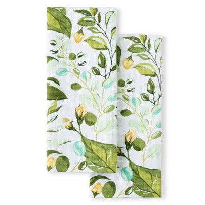 Ensemble de 2 serviettes de cuisine FIESTA Luscious Forest, vert jade, 16 po x 28 po