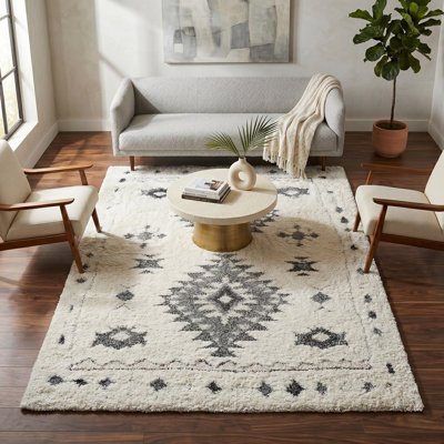 Tapis gris diamant à poils longs