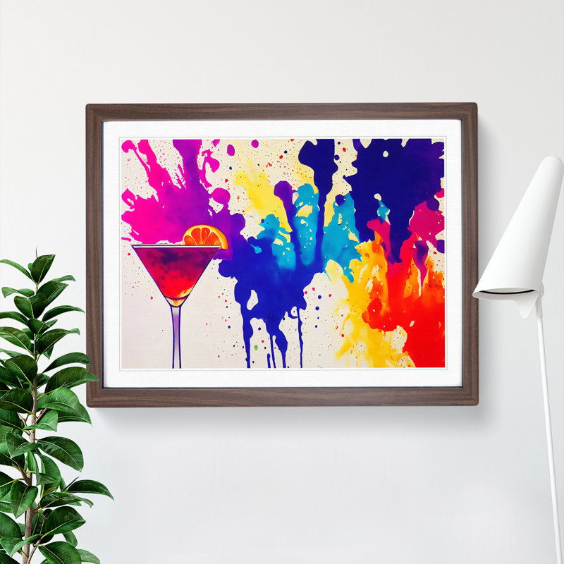 Cocktail Paint Splash Vol.1 Abstract - Framed Print, 25cm H x 34cm W x 2cm D, Walnut