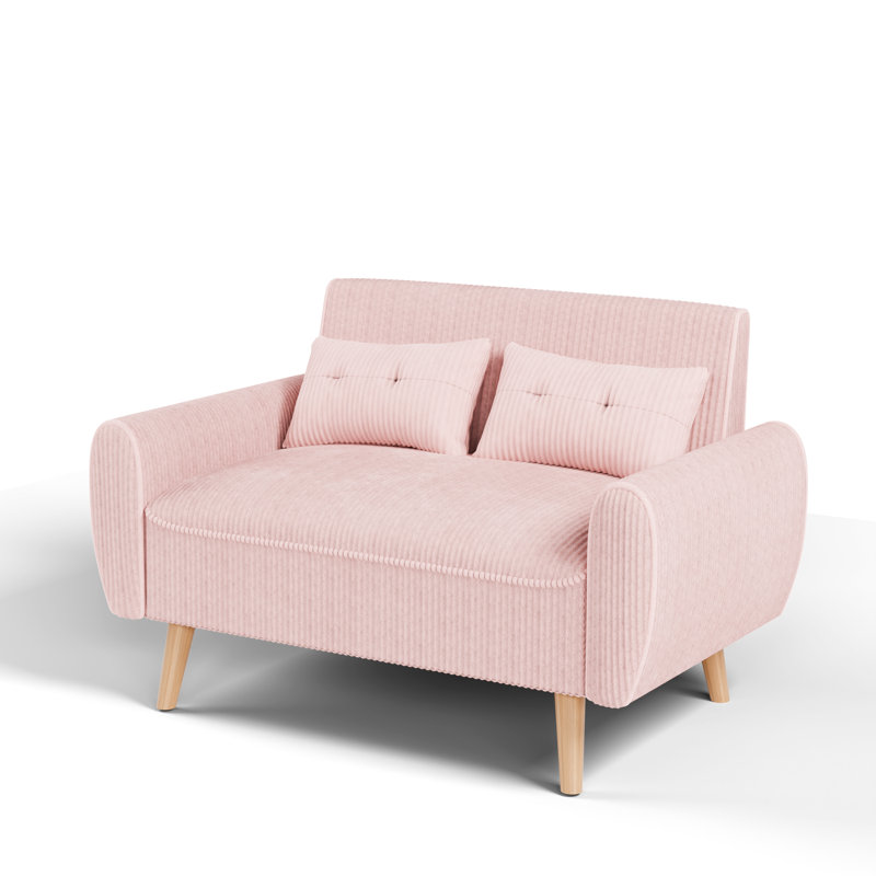 Causeuse à accoudoirs arrondis 47,5 po Arlander, Rose
