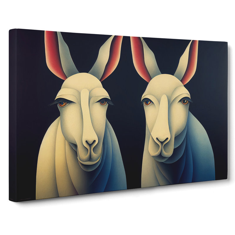 Symmetrical Donkeys - Wrapped Canvas, 35cm H x 50cm W x 3cm D