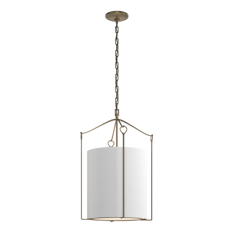 Bow 3 - Light Lantern Cylinder Pendant, Soft Gold, Flax