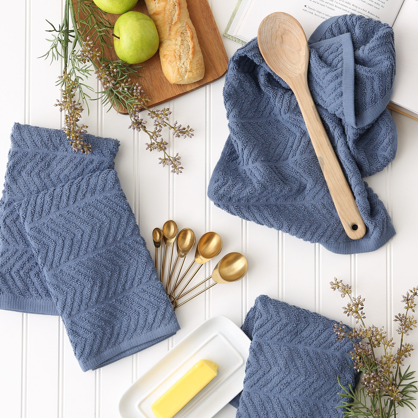 Cotton Dish Cloth Kitchen Towel, Stonewash Blue