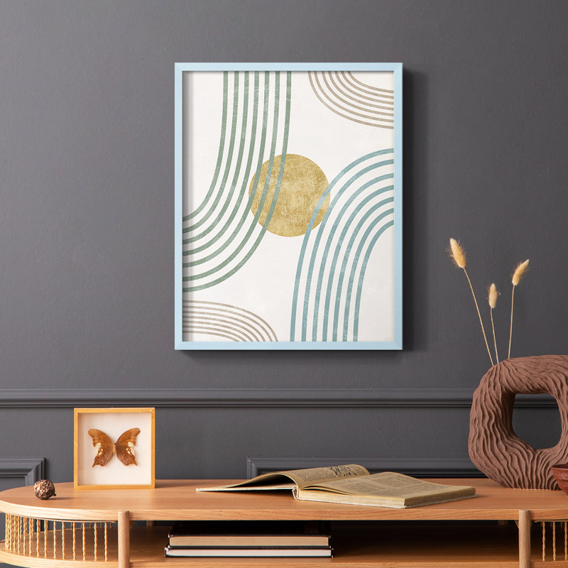 Reproduction encadrée Modern Flow - bois massif, Bleu, H 10 po x l 8 po