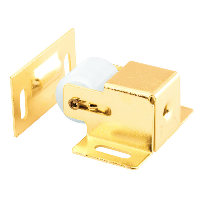 Boîtier en acier plaqué à ressorts et gâche Prime-Line (paquet simple), Laiton, H 1,55 po x l 1,75 po x P 1 po