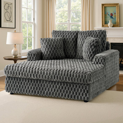 Chaise longue rembourrée de 53 pouces, fauteuil-lit moelleux avec coussins décoratifs et accoudoirs, canapé-lit d'intérieur