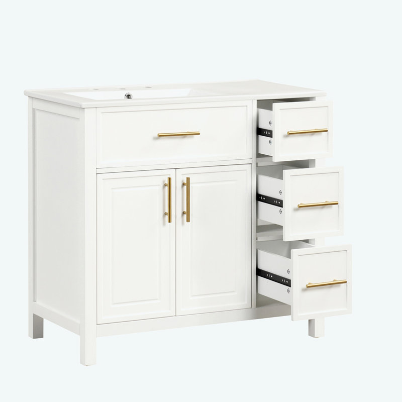 36" Bathroom Vanity with Sink Top, White