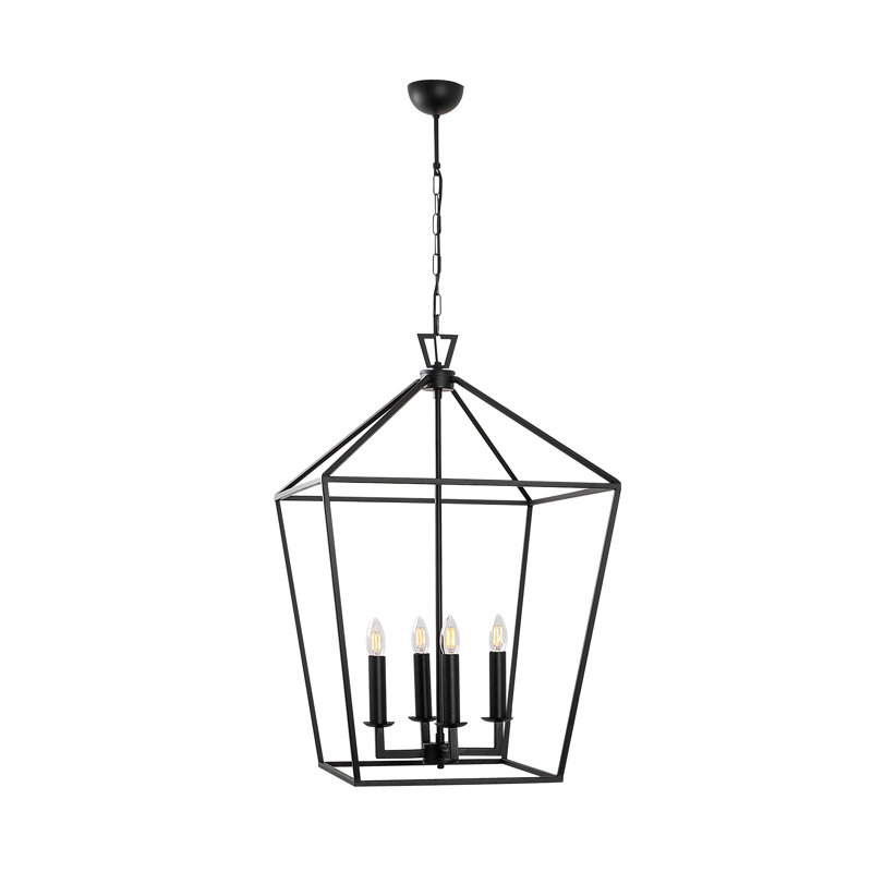Industrial Chandelier, Metal Body, 19.7 x 28.0 x 48.4 inches | 10-inch Base Plate Diameter, 2.4-inch Height | 4 x E14 Sockets (Max 40W) | Elegant Lighting Fixture for Modern Home Decor & Dining Spaces