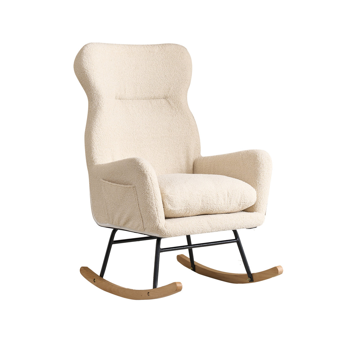 George Oliver Modern Rocking Chair with High Backrest,Teddy Material ...