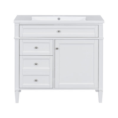 Meuble-lavabo 36 po avec évier supérieur, 2 tiroirs, tiroir basculant, meuble-lavabo simple moderne