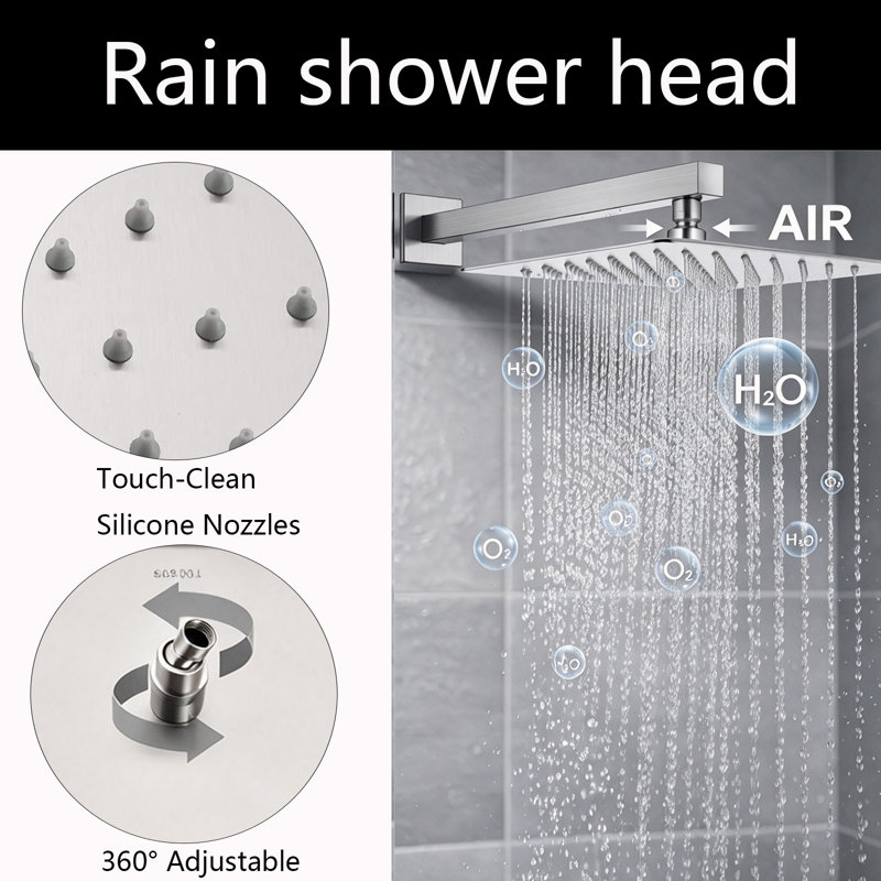 Système de douche avec pomme de pluie de 10 pouces et douchette, Nickel