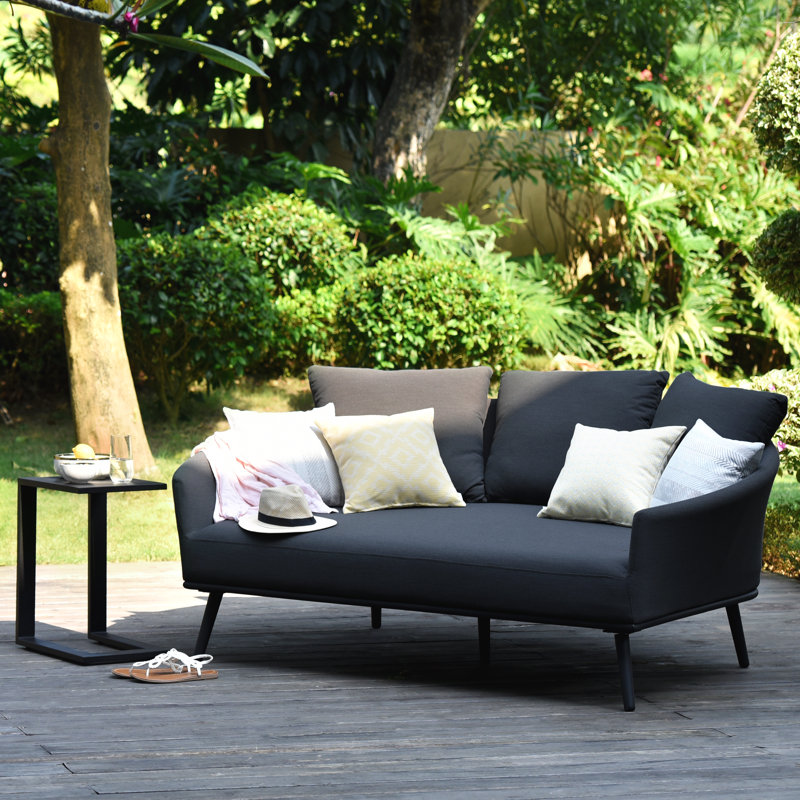 Faynett Outdoor Fabric Ark Daybed, Charcoal, Black