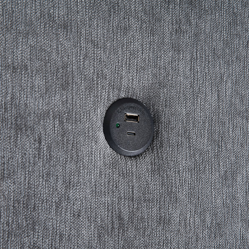 Canapé-lit modulaire en tissu gris foncé Emmy