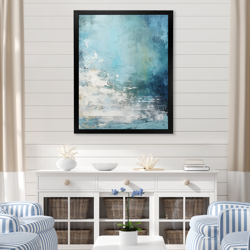«Modern Coastal Collage Scenery II», reproduction sur toile, H 32 po x l 24 po x P 1 po, Cadre simple noir