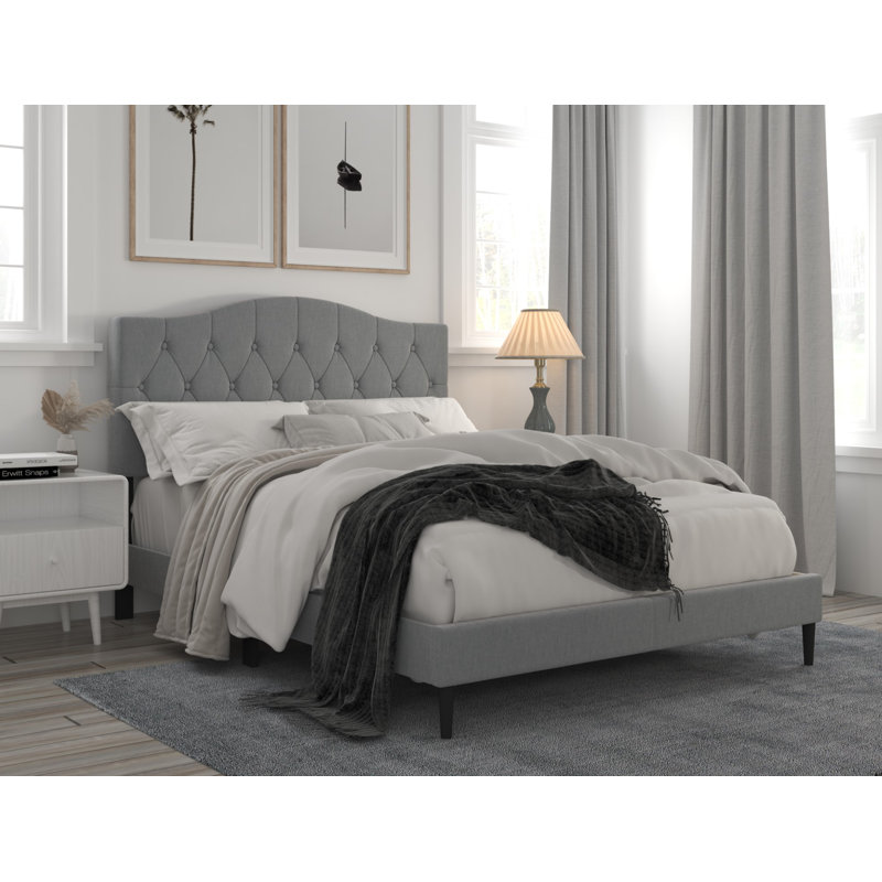 Arnette Upholstered Platform Bed, Full / Double, Gray