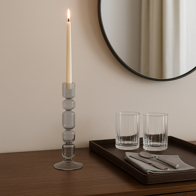 Porte-bougie Modern, Gris, H 10 po x l 4 po x P 4 po