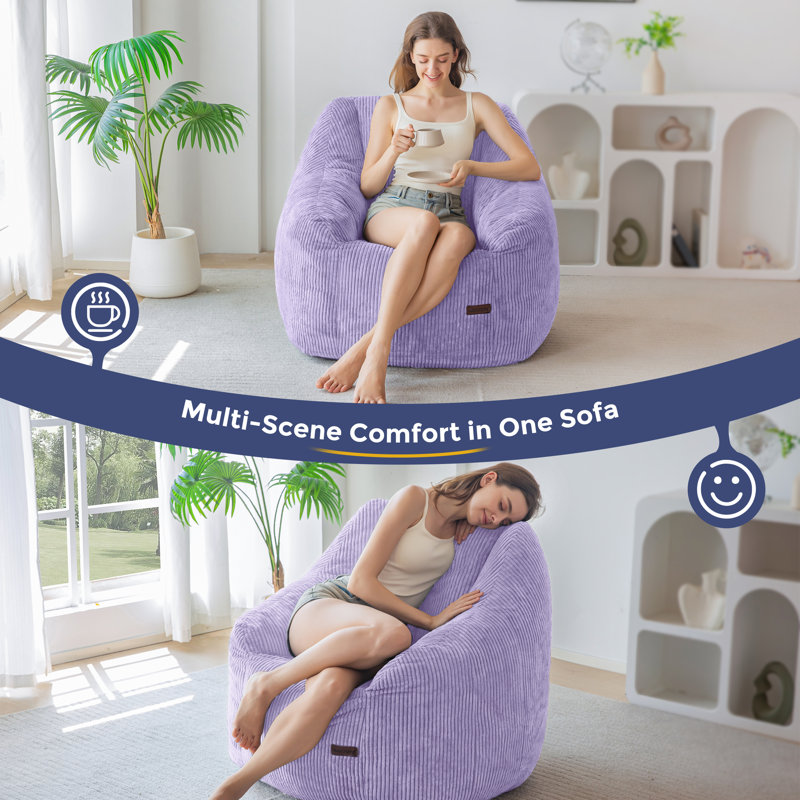 Fauteuil à billes en velours côtelé Corduroy, Purple-Corduroy