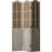 Bigham Beige Wood Hinged Foldable Partition 3 Panel Room Divider Screen w/ Burlap Window Pane Design