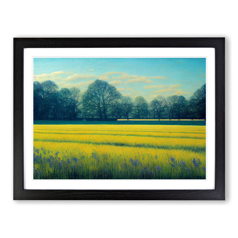 A Spring Meadow - Single Picture Frame Print, Black, 46cm H x 64cm W