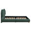 Structure de lit plateforme grand tapissier avec tête de lit arrondie à coins arrondis, lattes en bois, pieds en bois de chêne massif, tissu chenille, aucun sommier requis, assemblage facile, vert olive-850349270