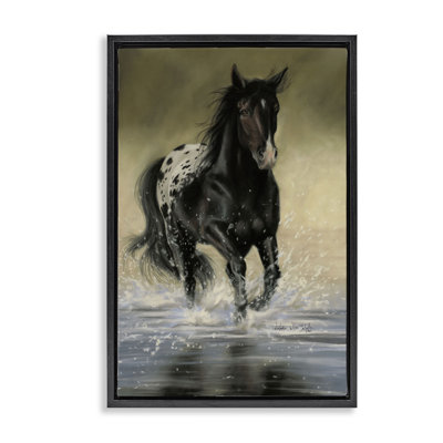 Toile flottante encadrée «Splashing Galloper Horse» par Victoria Schultz