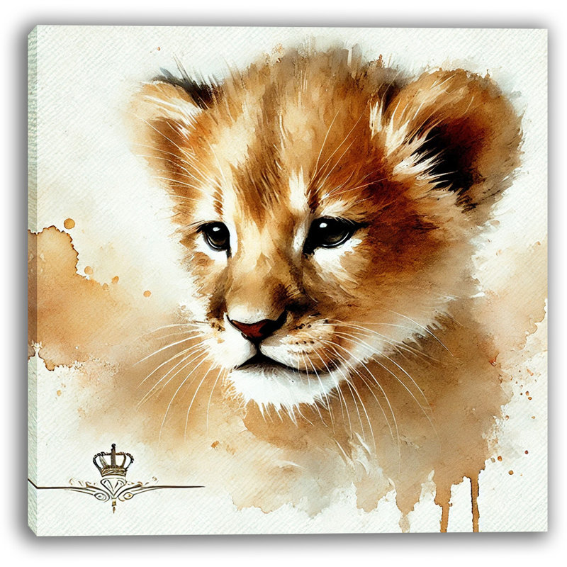 «Regal Baby Lion», art mural sur toile, H 12 po x l 12 po