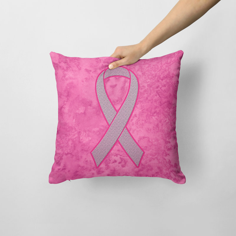 Housse de coussin d'extérieur carré Ribbon for Breast Cancer, H 14 po x l 14 po x P 4 po