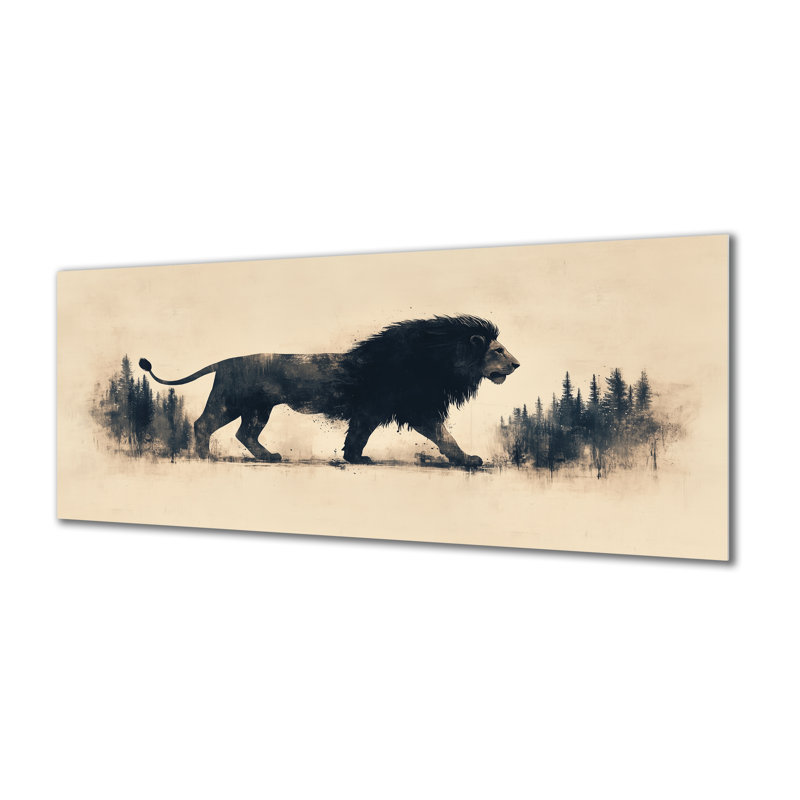 Décoration murale dramatique - Lion à la chasse, impressions sur métal de la faune, L 40 po x H 20 po