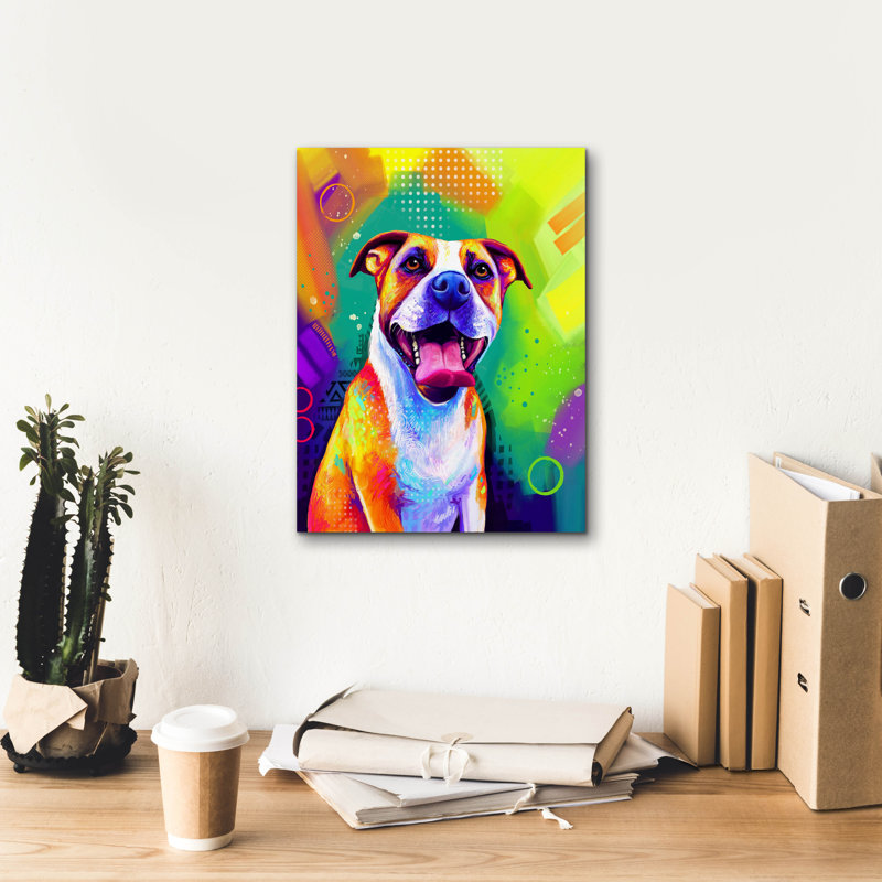 «Pop Art Pit Bull» par Furbaby Affiliates, art mural sur toile, H 16 po x l 12 po x P 0,75 po
