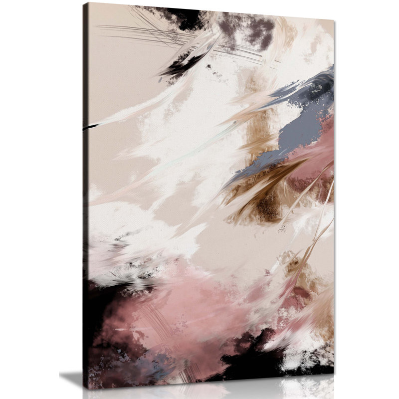 Abstract Colorful Paint Strokes - Wrapped Canvas Painting, 61cm H x 41cm W