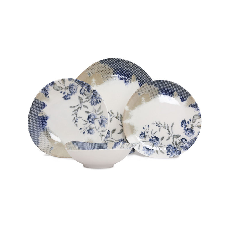 Torell 24 Piece Porcelain China Dinnerware Set - Service for 6