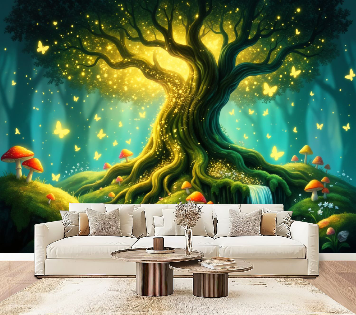 Red Barrel Studio Forest Peel and Stick Wallpaper Magical Glowing Tree ...
