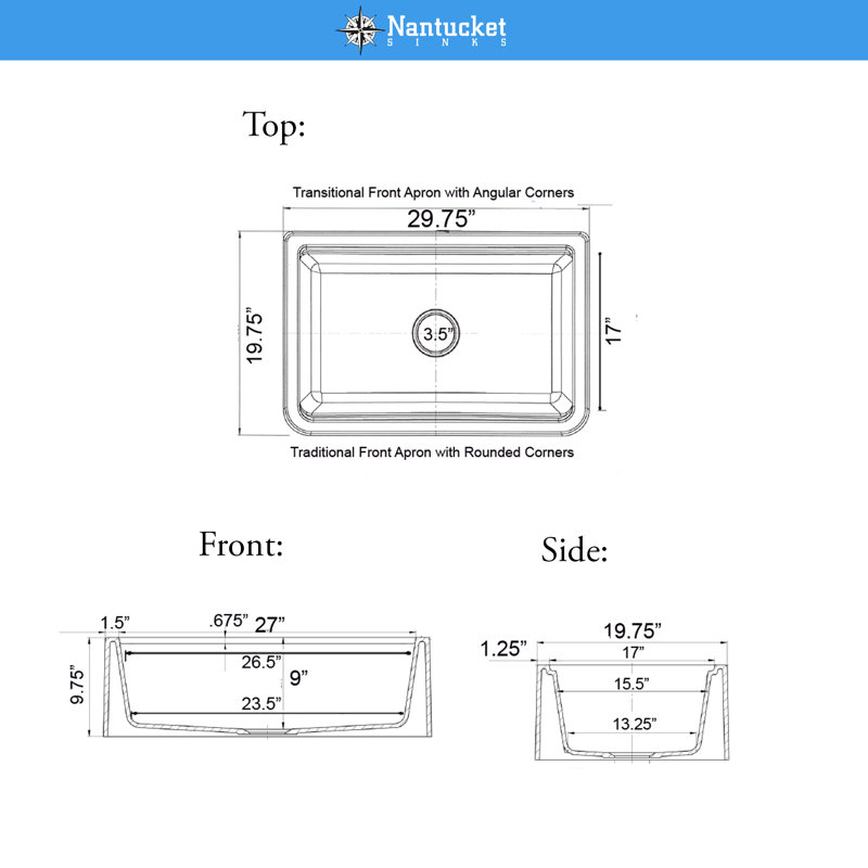 Plymouth 29.75'' L Single Basin Kitchen Sink, Gray