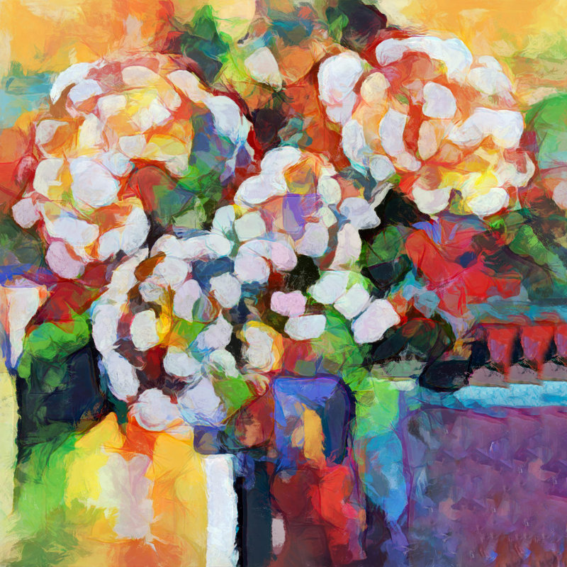" Red Poppy Bouquet ", 8" H x 8" W x 1.5" D