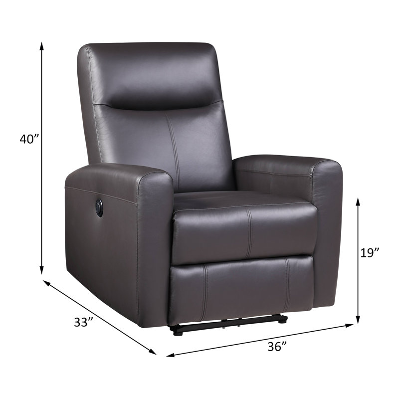 Deandre Top Grain Leather Power Motion Recliner with Metal Base
