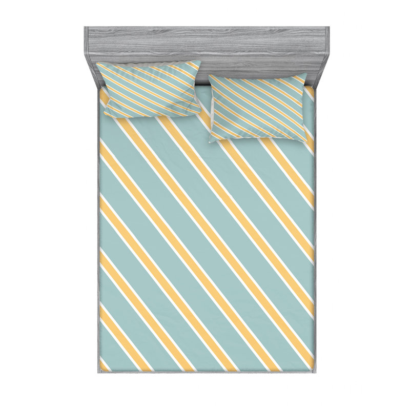 Microfiber Striped Sheet Set, Queen Sheet Set with Fitted Sheet