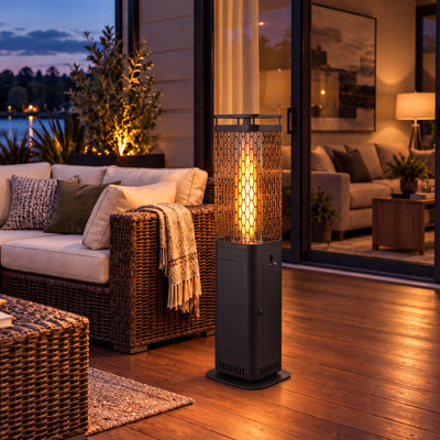 Brasero extérieur à granules de bois de 94 cm (37 po), foyer de terrasse avec flamme