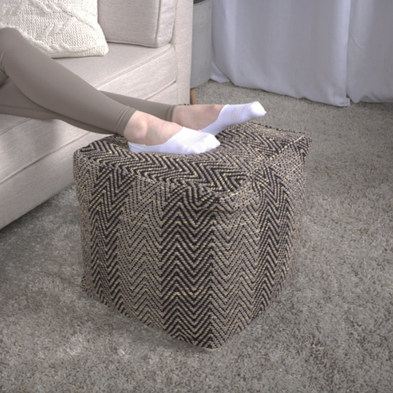 Pouf en coton fabriqué à la main - brun / beige
