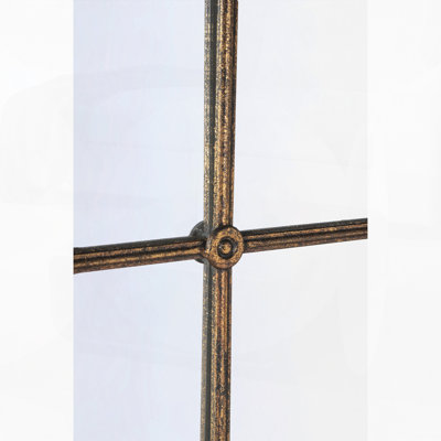 Miroir mural arqué avec motif de vitre noir et doré