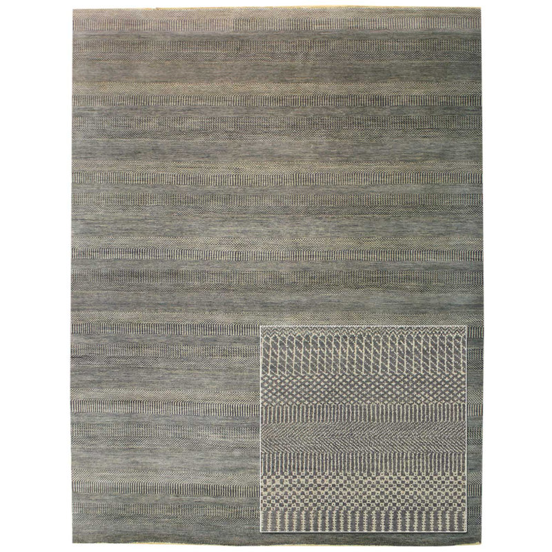 Illusion Striped Area Rug in Gray, Rectangle 9'9" x 13'11"