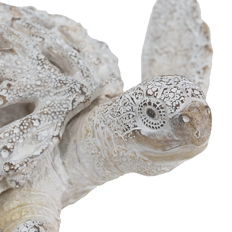Bartulio Coral Reef Sea Turtle Statue 13" x 12" x 4" White