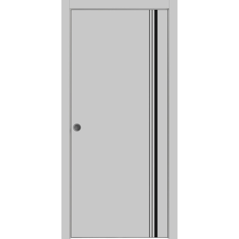 Portes françaises en bois massif massif, 30 po x 80 po, Gris mat