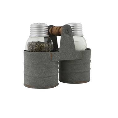 Farmhouse Rustic Distressed 6 Salt Shaker & Pepper Mill Shakers