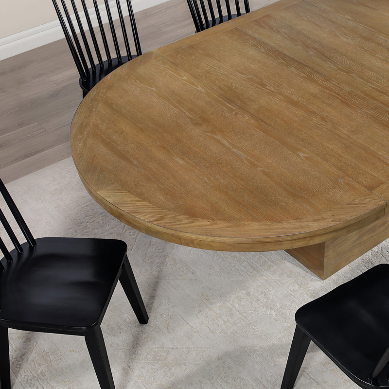 Crimmins Vaughn Extendable Wood Dining Table Set, 7 Pieces: Table, 6 Chairs, Driftwood, Driftwood