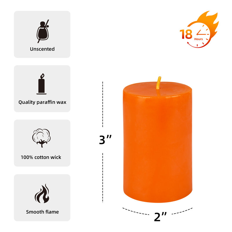 Bougie cylindrique sans parfum, Orange