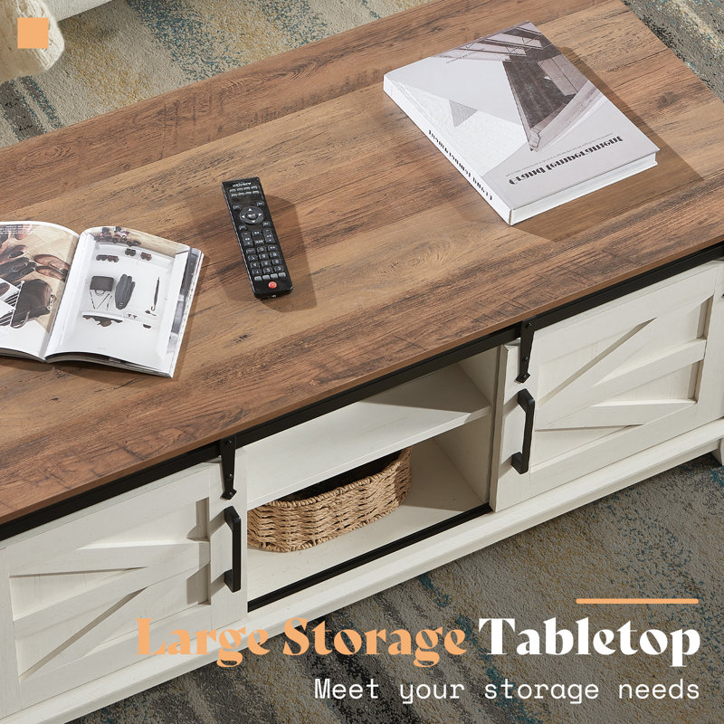 Chimira Coffee Table, Natural & White, White, Natural
