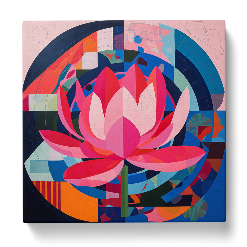Lotus Flower Constructivism No.6 - Wrapped Canvas, 35cm H x 35cm W x 3cm D