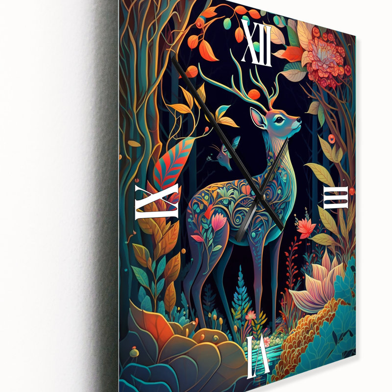 Majestic Buck In The Woods III - Horloges murales paysage animalier, Grand