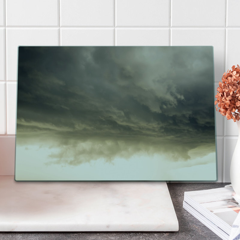 Ambesonne Grey Cutting Board Large Size Cloudy Dark Sky Hurricane Grey