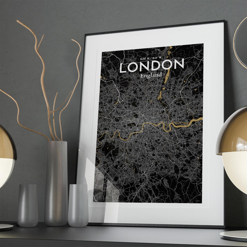 London City Map In Luxe - No Frame Print, 36cm H x 24cm W x 0.05cm D